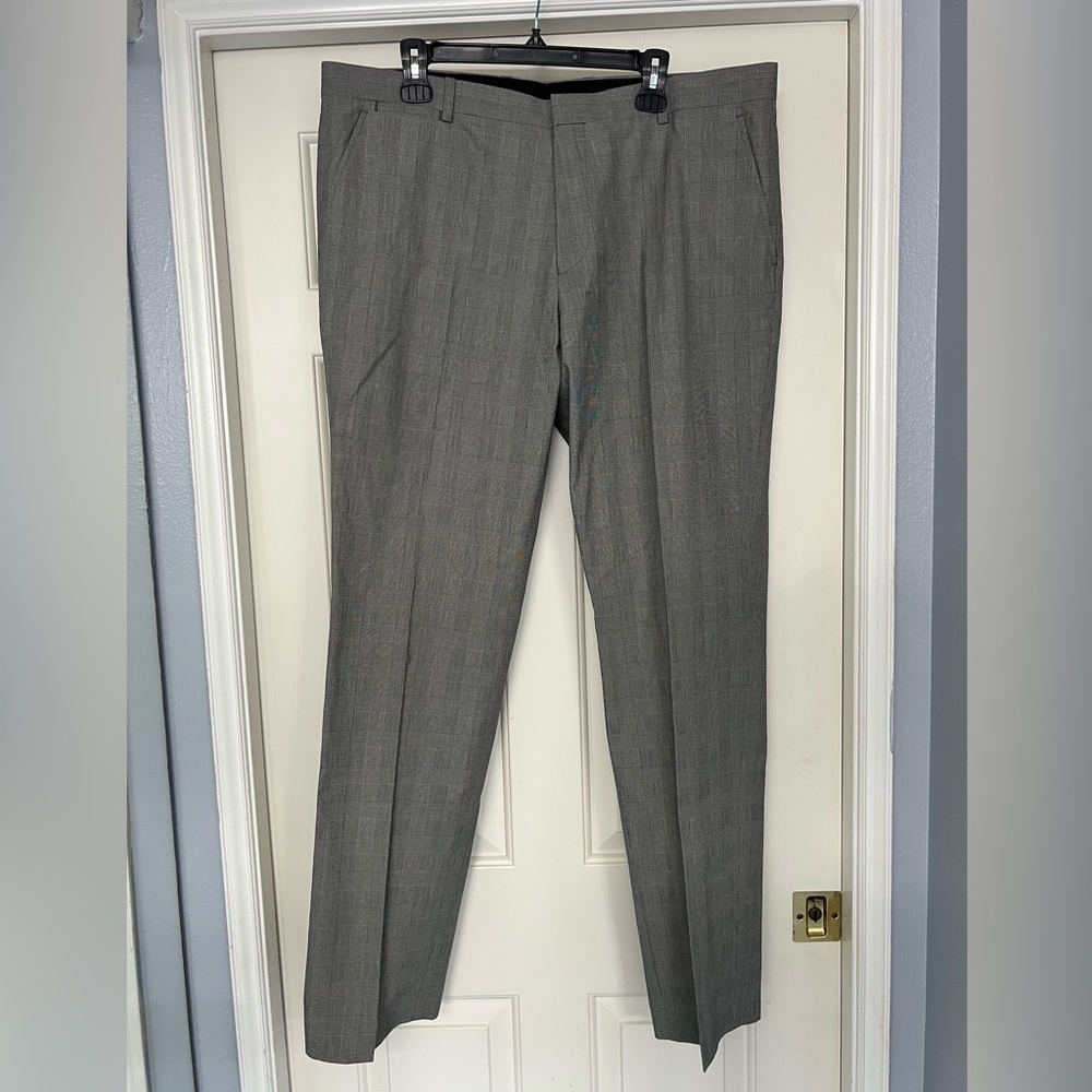 Theory Marlo Glen Plaid‎ 100% Cotton Gray Pants Trousers